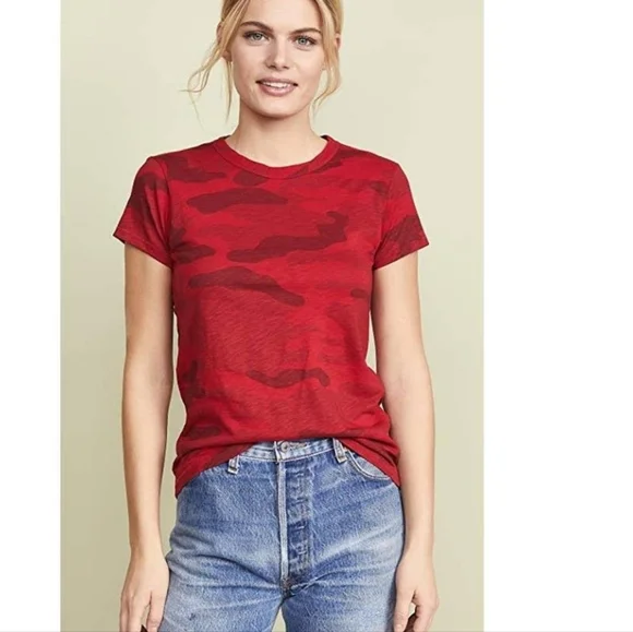 rag bone Tops Rag Bone Red Camo Pima Cotton Short Sleeve Tee